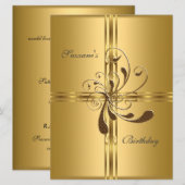 Invitation Fête d'anniversaire populaire en or (Devant / Derrière)