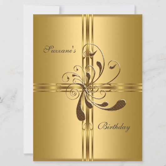 Invitation Fête d'anniversaire populaire en or (Devant)
