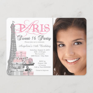 Invitation Fête d'anniversaire pour 16 ans à Paris Rose et Gr