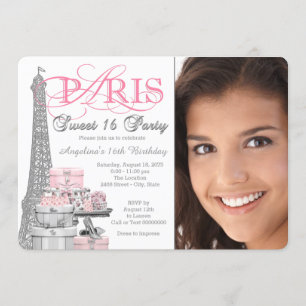 Invitation Fête d'anniversaire pour 16 ans à Paris Rose et Gr