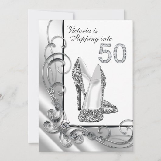 Invitation Fête d'anniversaire pour 50 ans : Glam Diamant (Devant)