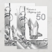 Invitation Fête d'anniversaire pour 50 ans : Glam Diamant (Devant / Derrière)