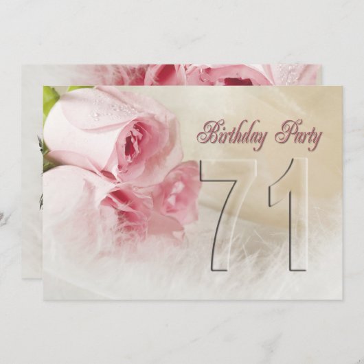 Invitation fête d'anniversaire pour 71 ans (Devant / Derrière)