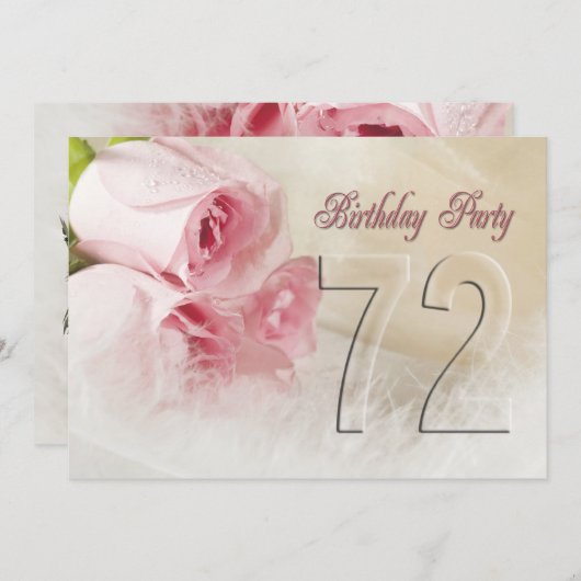 Invitation fête d'anniversaire pour 72 ans (Devant / Derrière)