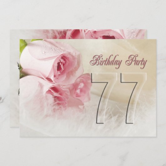 Invitation fête d'anniversaire pour 77 ans (Devant / Derrière)