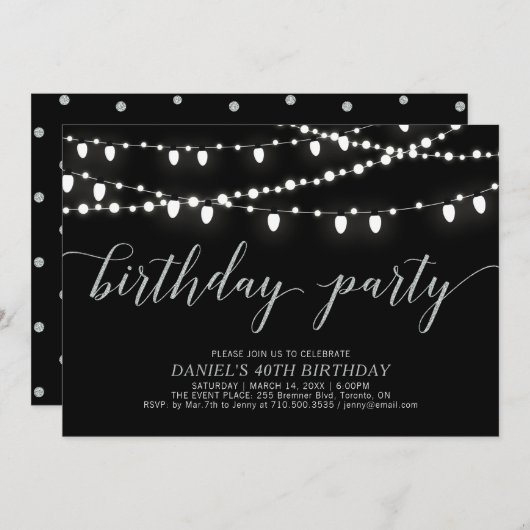 Invitation Fête d'anniversaire pour adultes (Devant / Derrière)