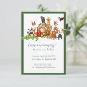 Invitation Fête d'anniversaire pour bébés animaux mignons (Debout devant)