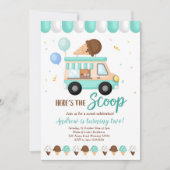 Invitation Fête d'anniversaire pour camion crème glacée bleu (Devant)