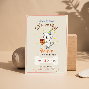 Invitation Fête d'anniversaire pour chien de compagnie mignon