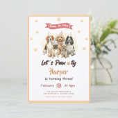 Invitation Fête d'anniversaire pour chiot mignon moderne (Debout devant)
