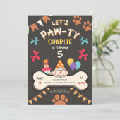 Invitation Fête d'anniversaire pour chiots Faisons la fête (Debout devant)