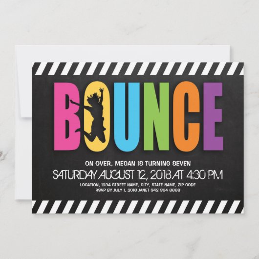 Invitation Fête d'anniversaire pour enfants à Trampoline Cour (Devant)