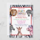 Invitation Fête d'anniversaire pour enfants Animaux de fête (Devant)