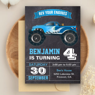 Invitation Fête d'anniversaire pour enfants au camion monstre