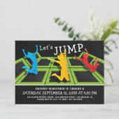 Invitation Fête d'anniversaire pour enfants au parc de trampo (Debout devant)