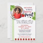 Invitation Fête d'anniversaire pour enfants aux fraises Douce (Devant)