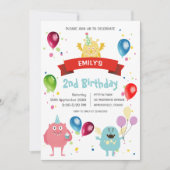 Invitation Fête d'anniversaire pour enfants avec ballon de Mo (Devant)