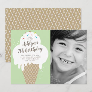Invitation Fête d'anniversaire pour enfants avec cône de glac