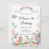 Invitation Fête d'anniversaire pour enfants avec créatures fa (Devant)