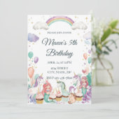 Invitation Fête d'anniversaire pour enfants avec créatures fa (Debout devant)