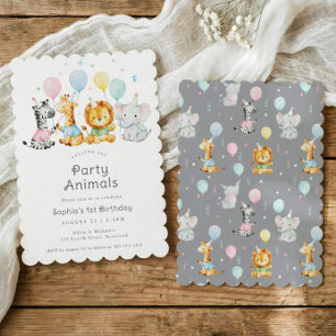 Invitation Fête d'anniversaire pour enfants avec des animaux