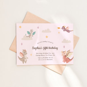 Invitation Fête d'anniversaire pour enfants avec des dragons 