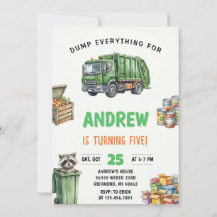 Invitation Fête d'anniversaire pour enfants avec un camion po