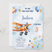 Invitation Fête d'anniversaire pour enfants Avion Orange (Devant)