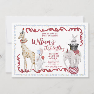 Invitation Fête d'anniversaire pour enfants Cirque Carnaval R