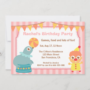 Invitation Fête d'anniversaire pour enfants - Clown de cirque