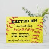Invitation Fête d'anniversaire pour enfants de softball, jaun (Debout devant)