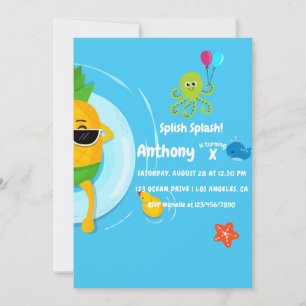 Invitation Fête d'anniversaire pour enfants Éclaboussure esti