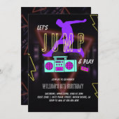 Invitation Fête d'anniversaire pour enfants Neon Let's Jump K (Devant / Derrière)