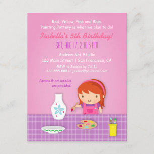 Invitation Fête d'anniversaire pour enfants : peinture de cér