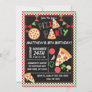 Invitation Fête d'anniversaire pour enfants Pizza Party