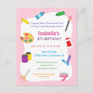 Invitation Fête d'anniversaire pour enfants Polka Dots Arts e
