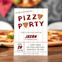 Fête d'anniversaire pour enfants rayée Pizza Party