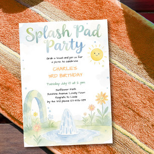 Invitation Fête d'anniversaire pour enfants Tournesol aquarel