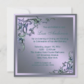 Invitation Fête d'anniversaire pour femme de couleur bleu sar (Dos)