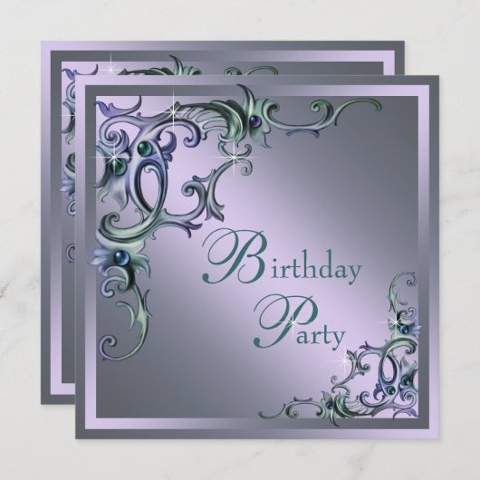 Invitation Fête d'anniversaire pour femme de toute année en b (Devant / Derrière)