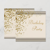 Invitation Fête d'anniversaire pour femme tourbillon de perle (Devant / Derrière)