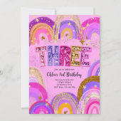 Invitation Fête d'anniversaire pour filles de 3 ans (Devant)