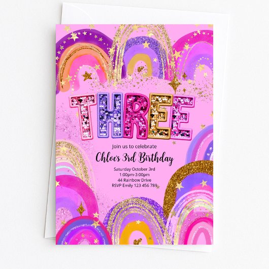Invitation Fête d'anniversaire pour filles de 3 ans