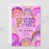 Invitation Fête d'anniversaire pour filles de 4 ans (Devant)