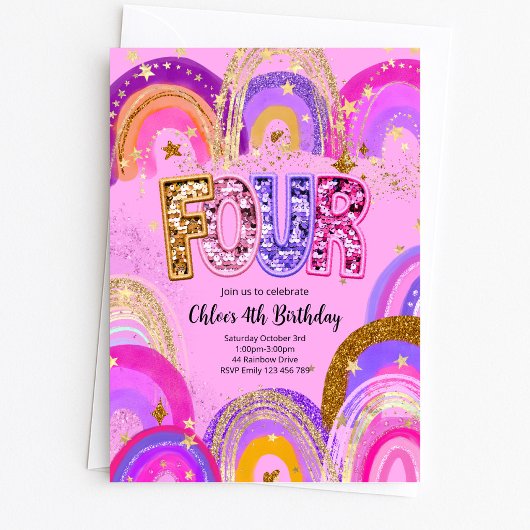 Invitation Fête d'anniversaire pour filles de 4 ans