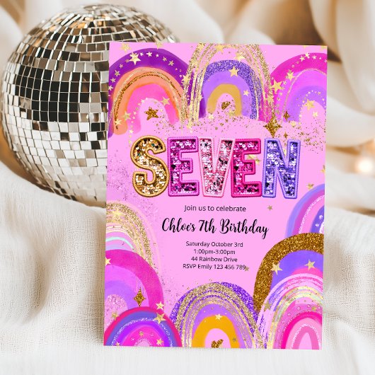 Invitation Fête d'anniversaire pour filles de 7 ans