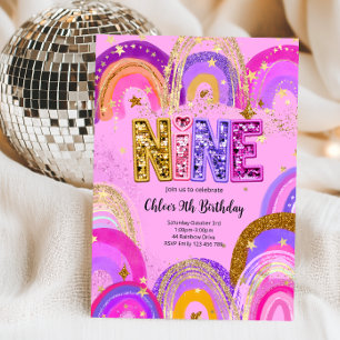 Invitation Fête d'anniversaire pour filles de 9 ans