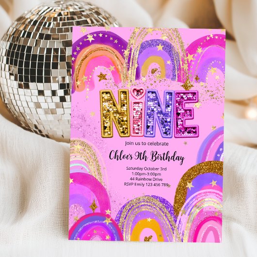 Invitation Fête d'anniversaire pour filles de 9 ans
