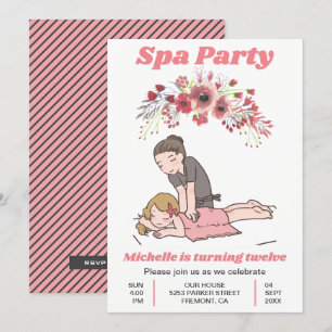 Invitation Fête d'anniversaire pour filles de spa floral mign