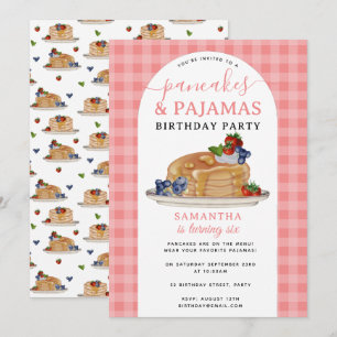Invitation Fête d'anniversaire pour filles en pyjama avec des